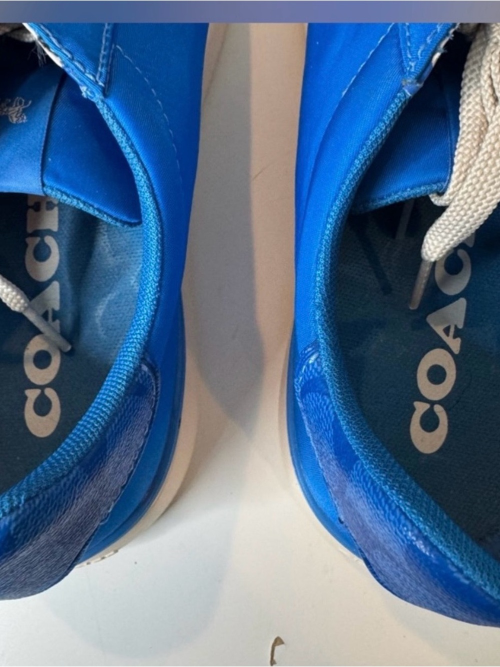 Coach Mens Clip Nylon Low Top Sneaker Size 12D Color Bright Blue - Picture 3 of 10